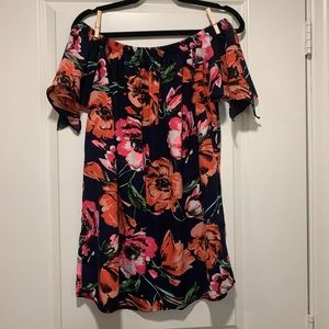 Flower Print Off the Shoulder Dress